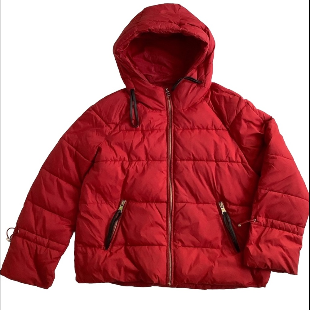 Zara Basic Women’s Puffer Jacket Red/ Large - image 1